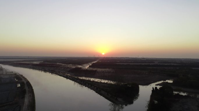 崇明冬日早晨4K田野河流