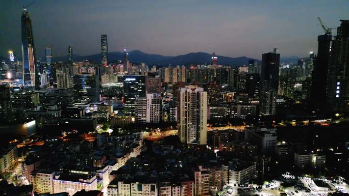 0001_D航拍城市夜景车流灯光