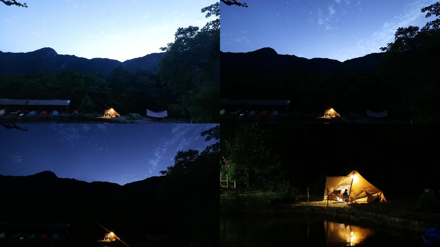 6K森林露营基地-白天转黑夜延时摄影