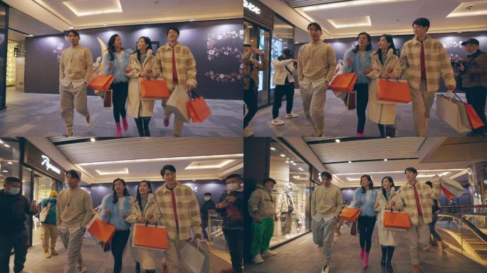 快乐的青年朋友逛街