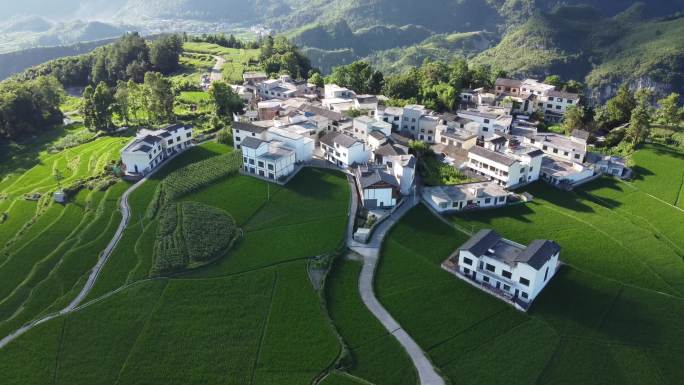 4K航拍 苗寨-石门村 山川田野人家