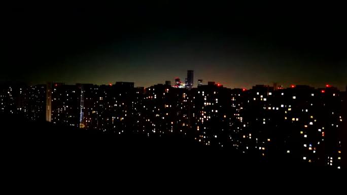 城市万家灯火通明住宅夜景视频4K高清实拍