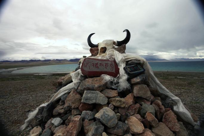 西藏纳木措 玛尼堆 羊头 祈福 延时3K