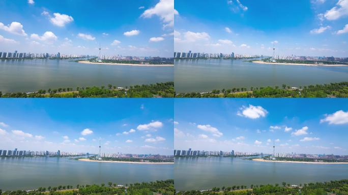 临沂沂河三河口地标风景延时视频