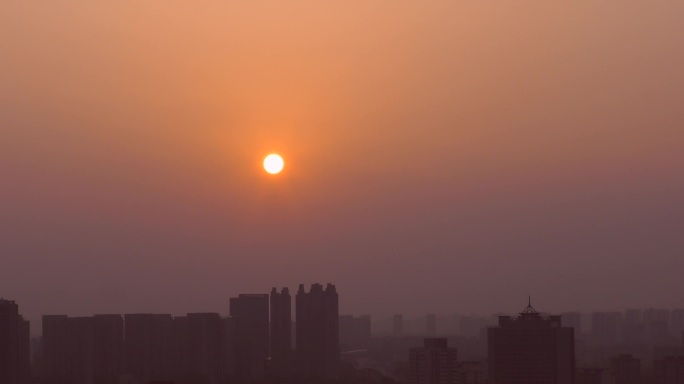 城市落日空气污染雾霾空气污染指数