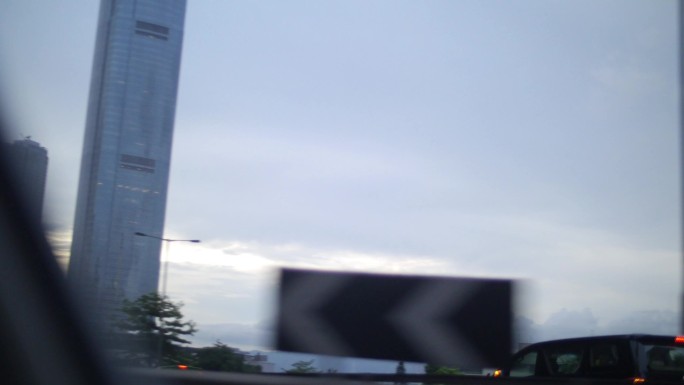 香港 行驶车内拍摄 窗外高架公路