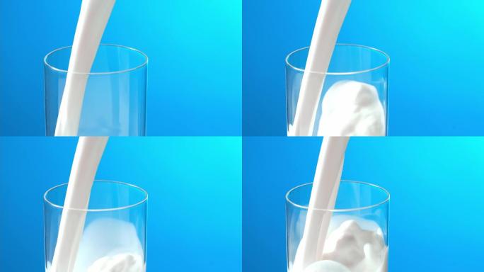 牛奶倒入玻璃杯中