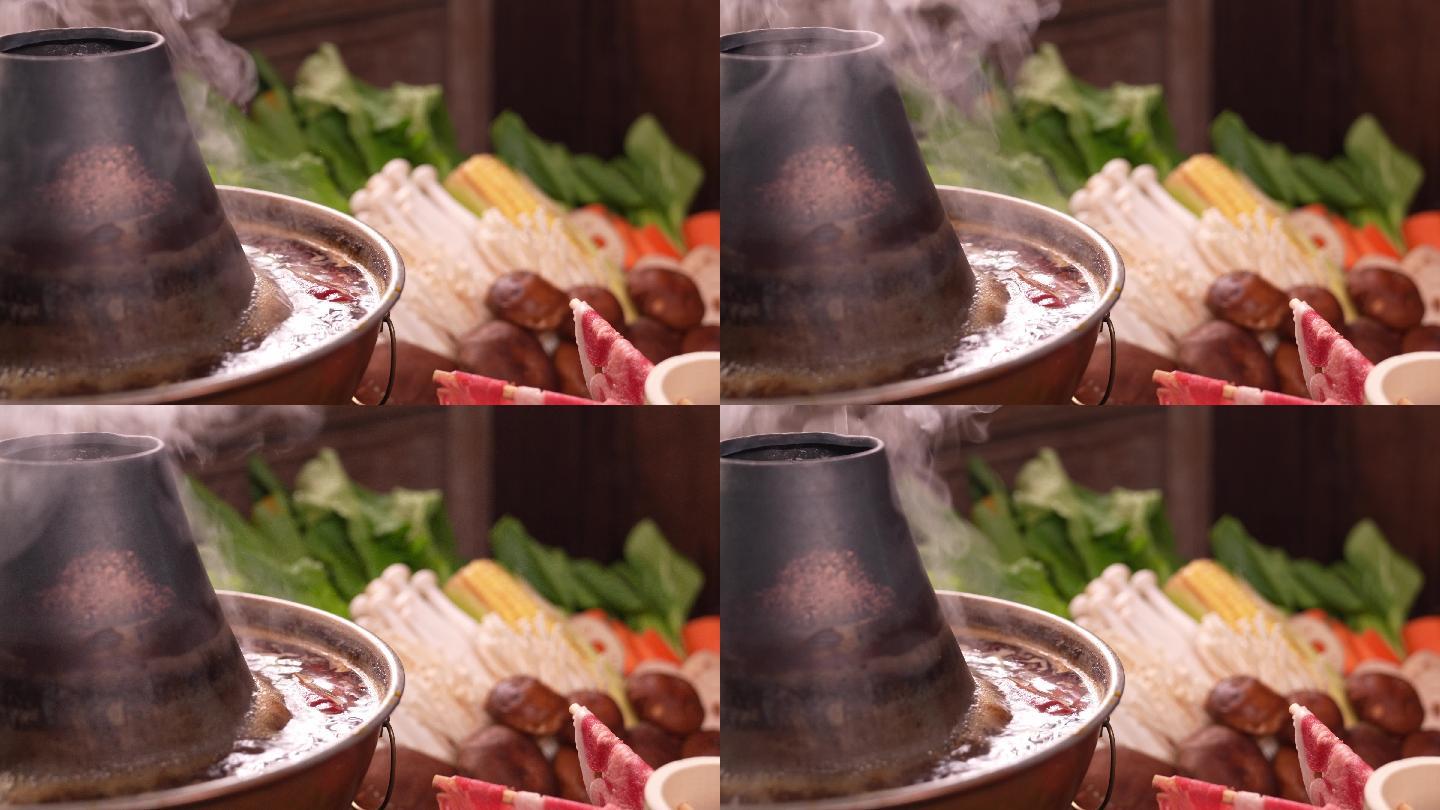 沸腾的涮肉火锅