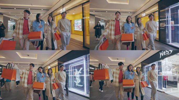 快乐的青年朋友逛街