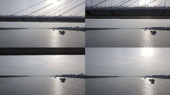 航拍 安庆 长江大桥 穿过