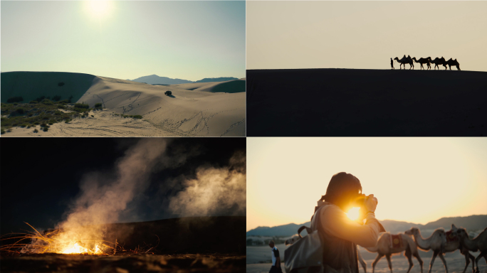 沙漠越野车 骆驼 摄影师沙漠篝火