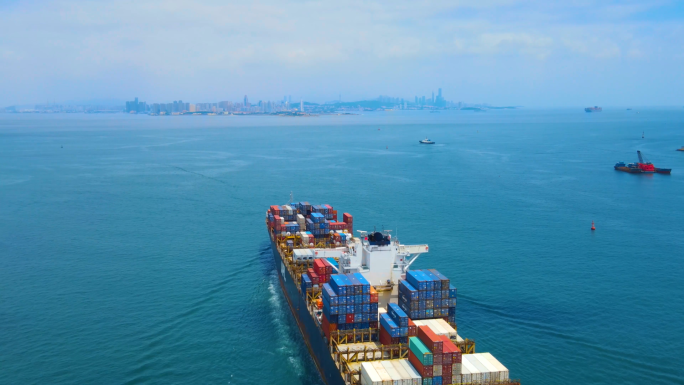 港口货轮运输航拍视频素材精简版