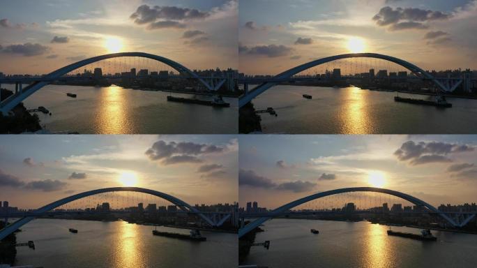 上海卢浦大桥日落
