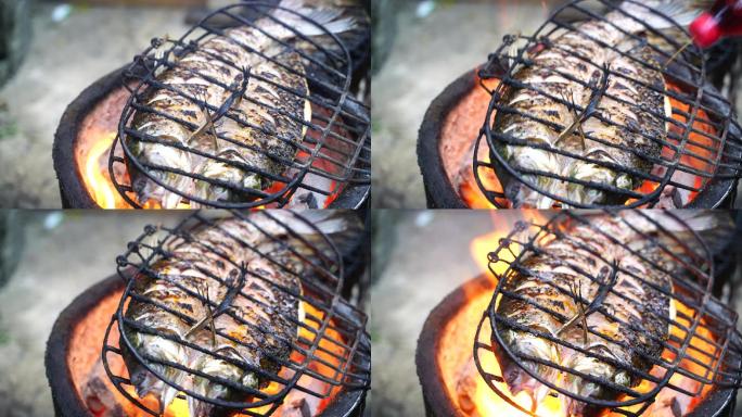 实拍碳烤鱼制作