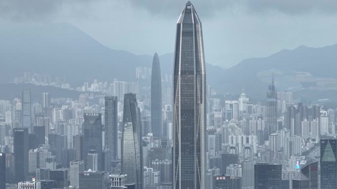 4K航拍深圳福田罗湖摩天高楼建筑群
