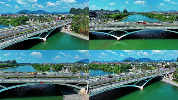 航拍桂林解放桥多镜头2022新