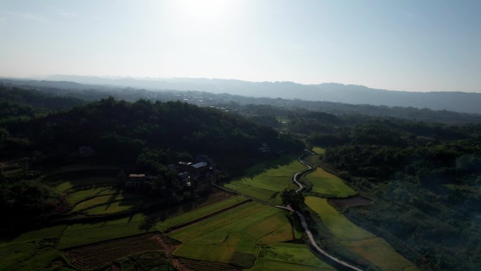 航拍西南地区农村丘陵