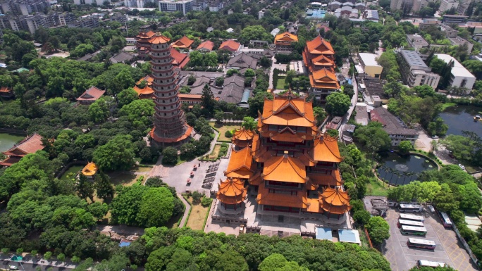 航拍福州西禅古寺景区