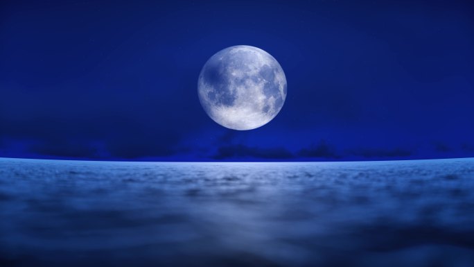 大海海上圆月明月月亮