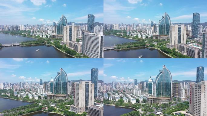 厦门筼筜湖航拍实拍4K