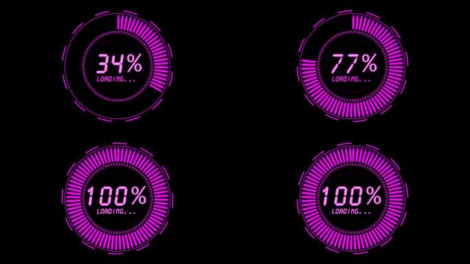 4K高科技百分比加载进度条通道视频紫色
