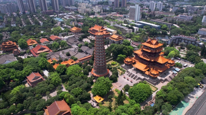 航拍福州西禅古寺