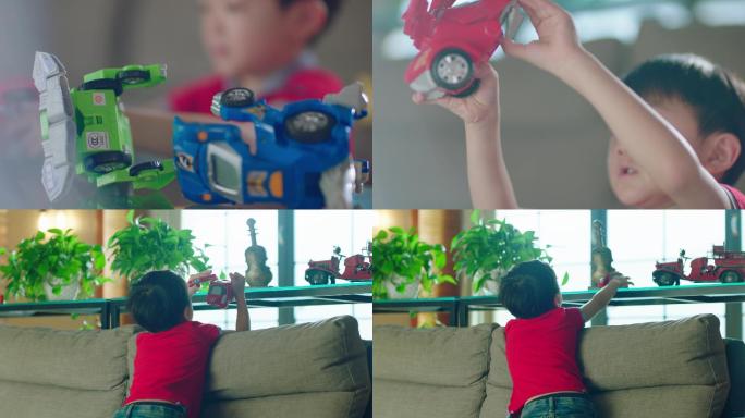 4K客厅沙发小男孩玩玩具车