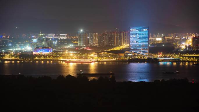 江北地标夜景延时扬子江会议中心市民中心