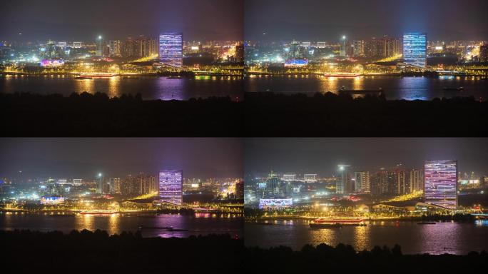 江北地标夜景延时扬子江会议中心市民中心
