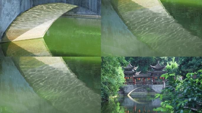 中式桥梁水面反光
