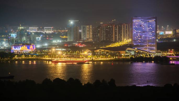 南京江北市民中心扬子江会议中心夜景延时