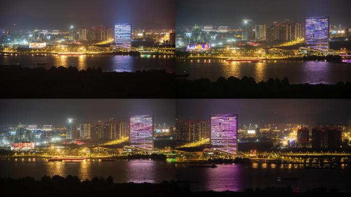 南京江北市民中心扬子江会议中心夜景延时