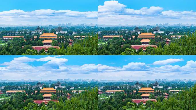 大气北京首都景山公园古建筑城市风景延时