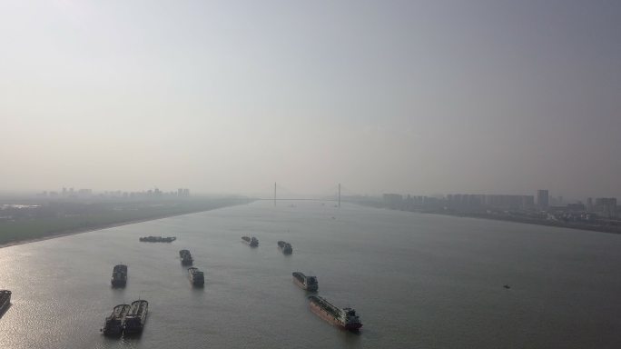 航拍 安庆 长江大桥 掠过
