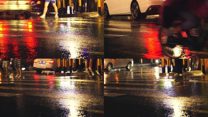 下雨天马路街景