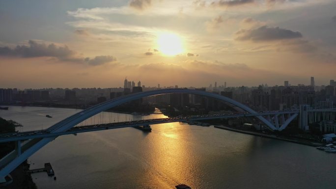 上海卢浦大桥日落