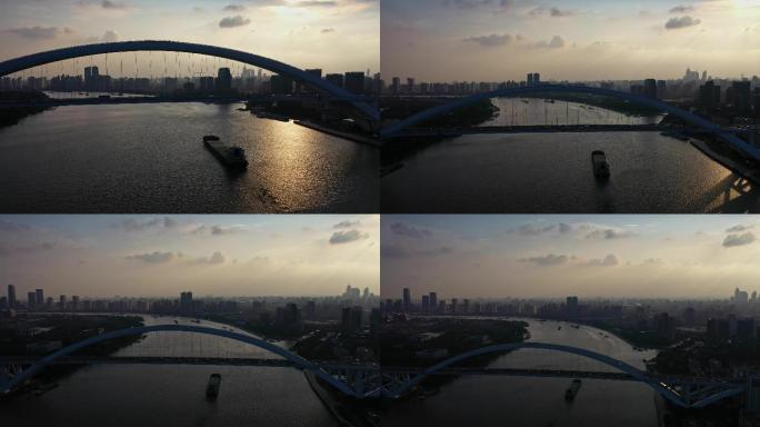上海卢浦大桥日落