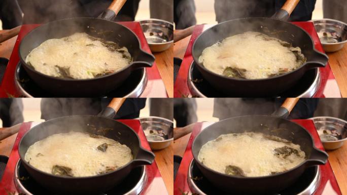 桂林特色美食“油茶”的烹制过程