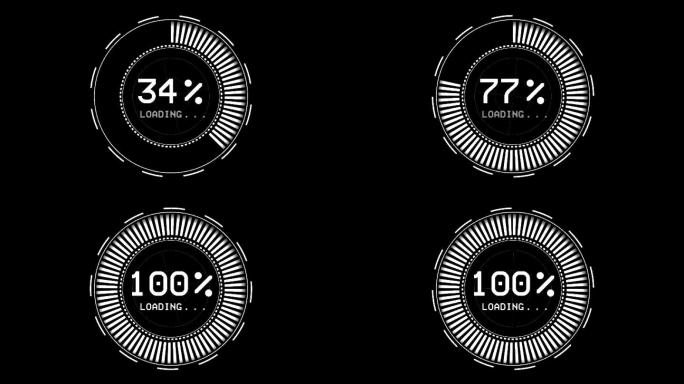 4K高科技百分比加载进度条通道视频银色