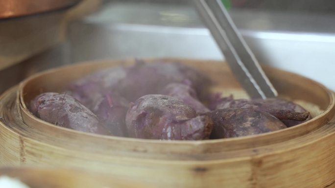 蒸煮紫薯玉米自助小吃美食