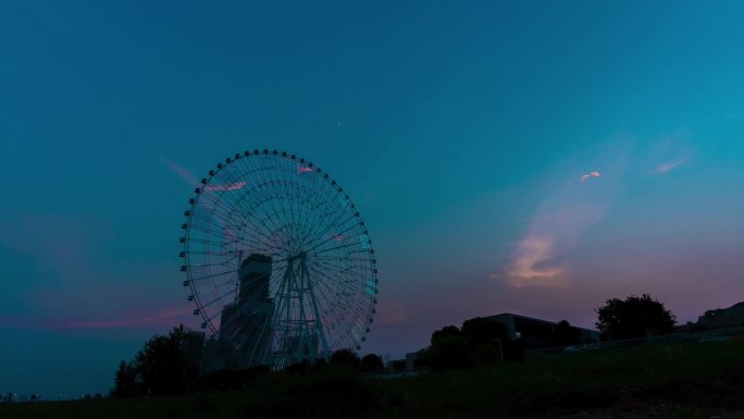 南昌之星摩天轮延时晚霞日转夜