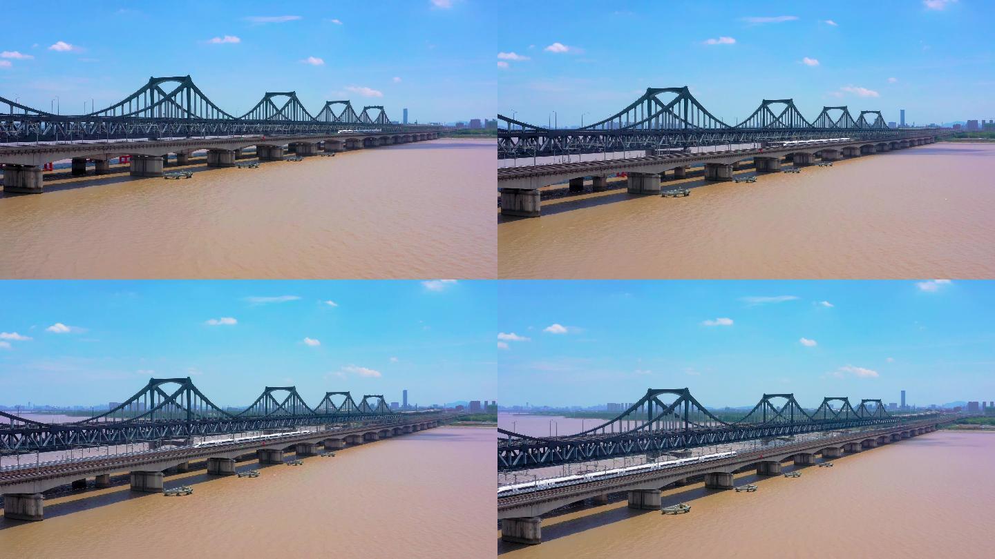 杭州钱塘江彭埠大桥航拍