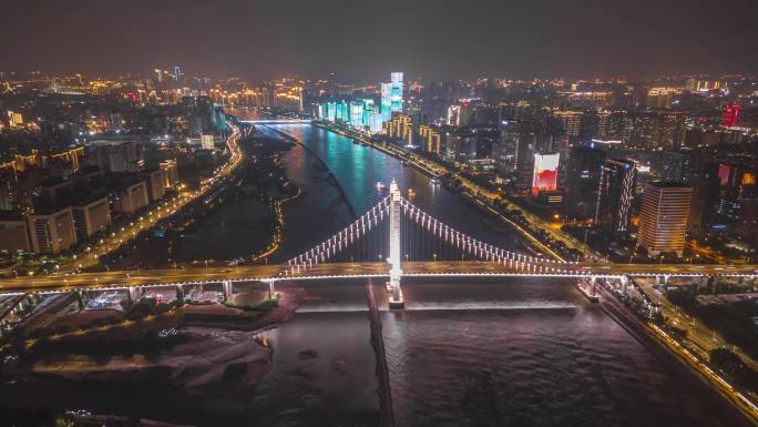 福州鼓山大桥夜景航拍延时视频【4K】