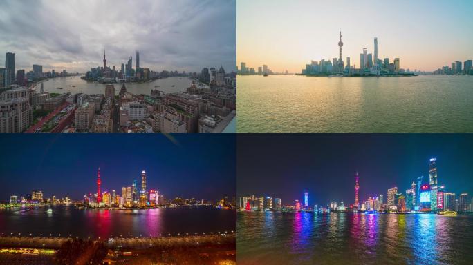 4K上海延时外滩陆家嘴金融城日出到夜晚