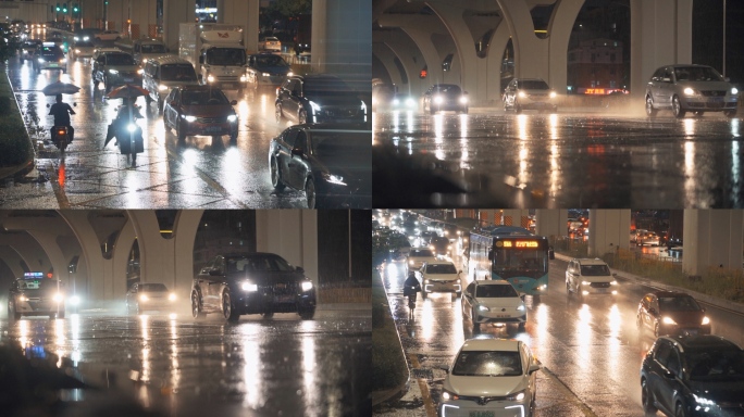 雨天城市交通车流