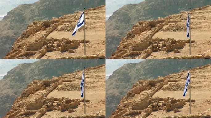 以色列国旗（位于死海西南海岸的古代要塞）