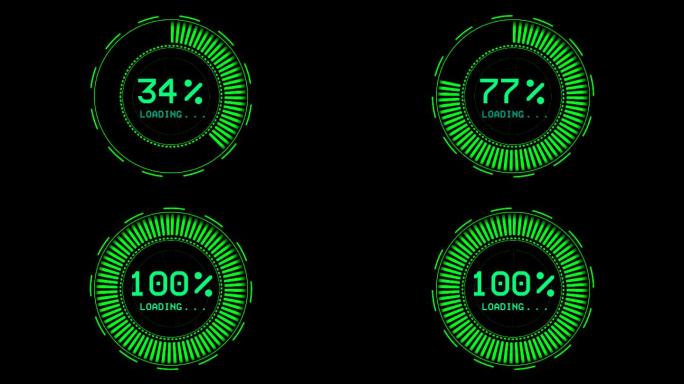 4K高科技百分比加载进度条通道视频绿色