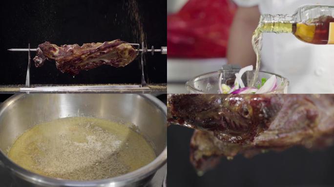 实拍烤羊腿制作步骤吃肉