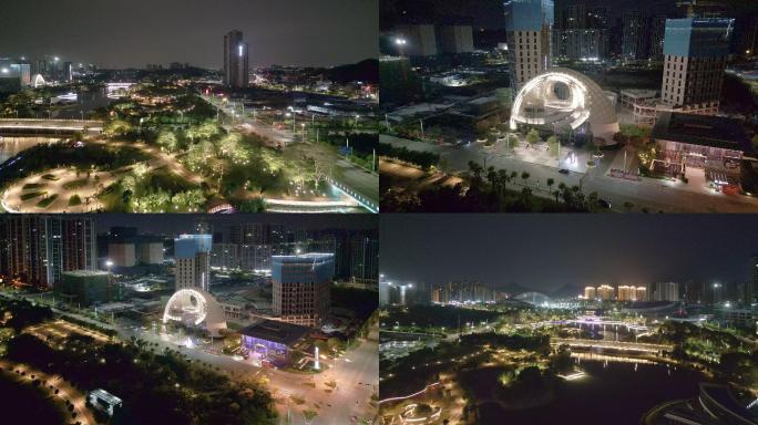 江门滨江之眼 园山湖音乐喷泉 铁建城夜景