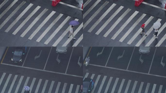 俯瞰窗外广州天河东站公的士雨天出站人行道